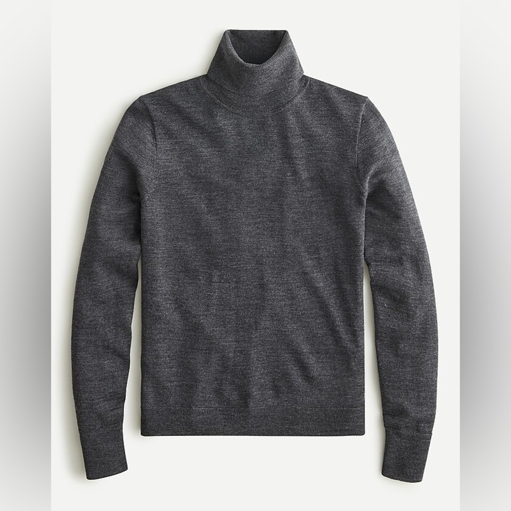 EUC J. Crew 100% Merino Wool Turtleneck Gray Minimalist Layering Warm Size L